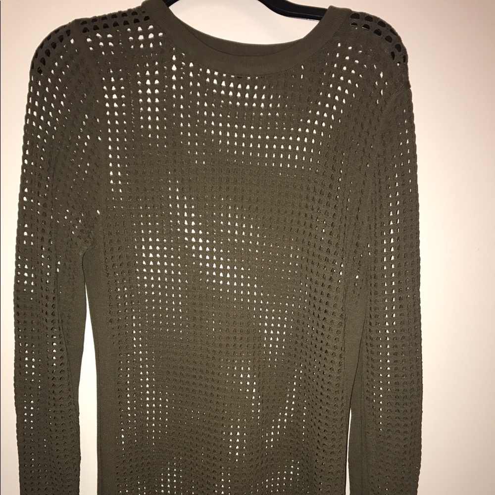 Missguided Mesh army green long sleeved dress