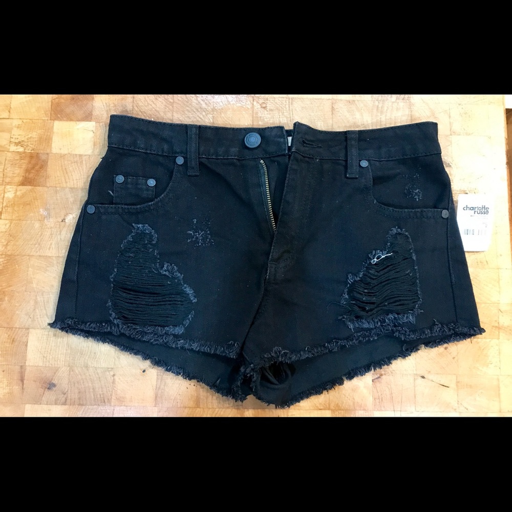 NWT Black destroyed denim Charlette Russe shorts