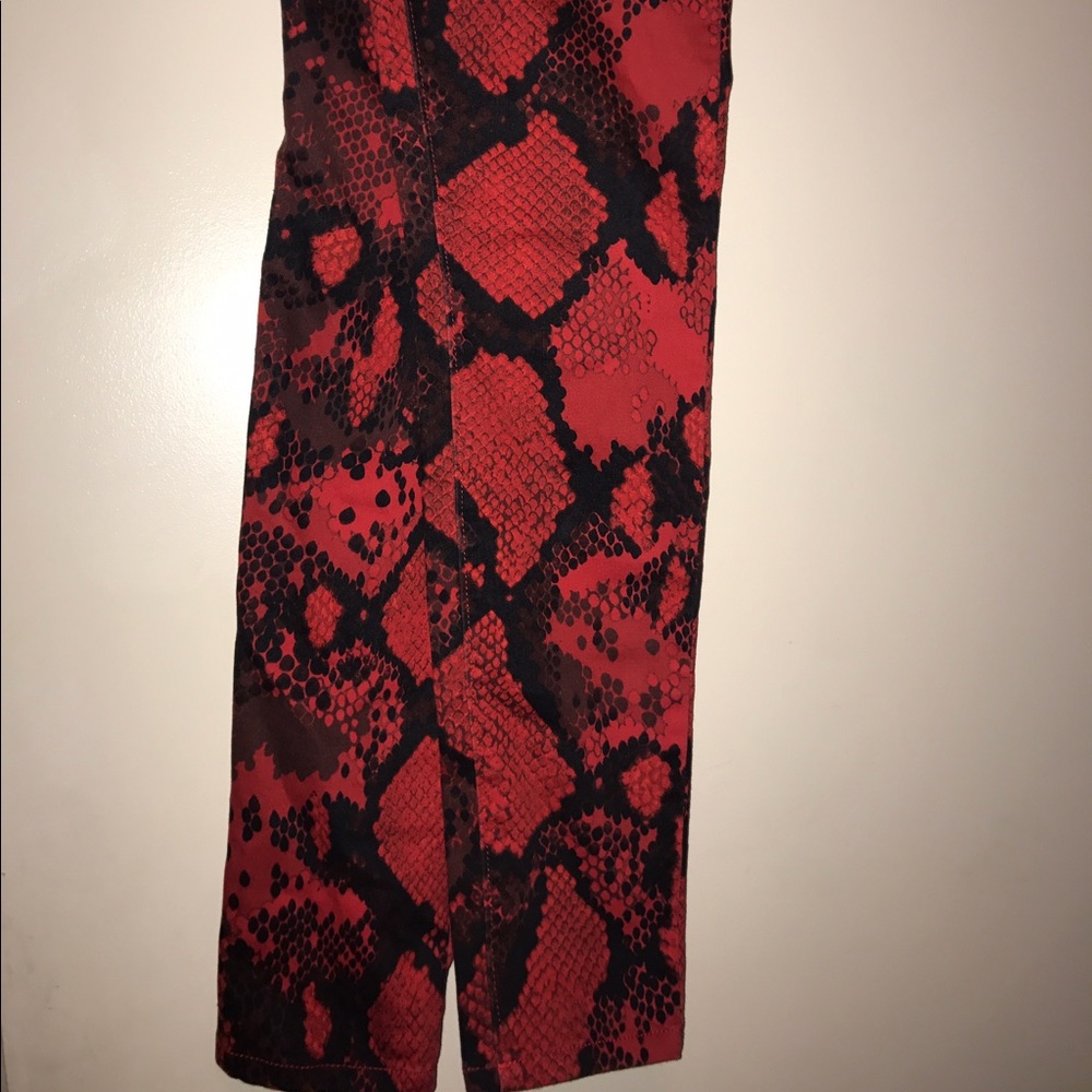 Vera Wang printed red snake skin jeans