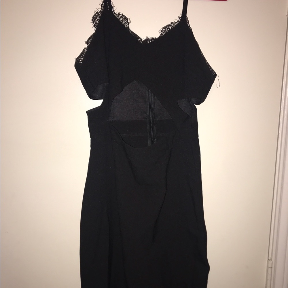 Black Missguided Lace detail cutout dress