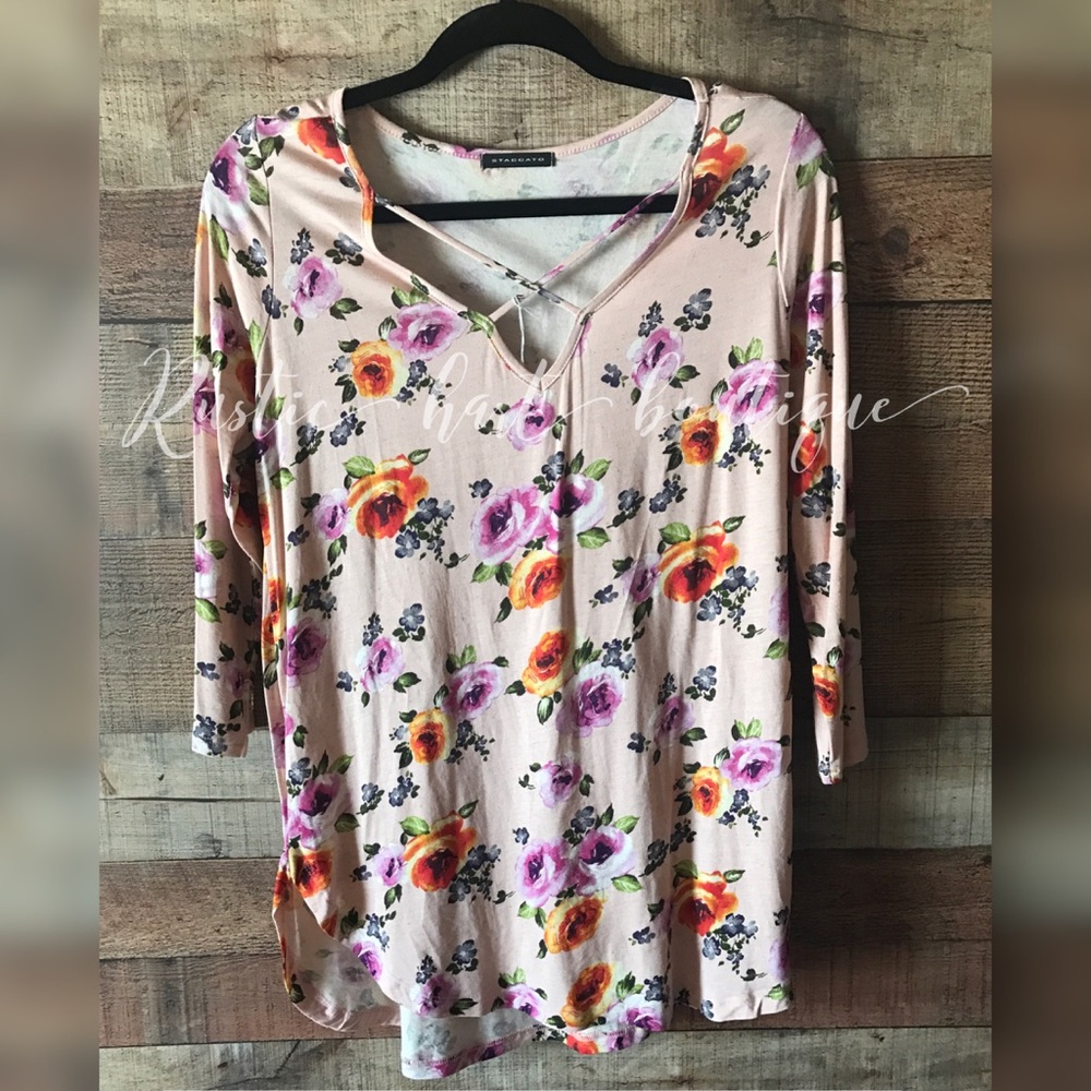 floral criss cross top