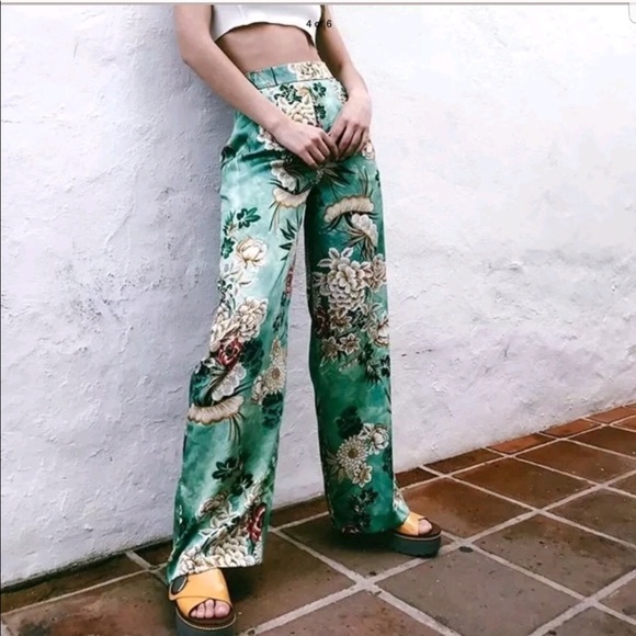 GORGEOUS ZARA NWT FLORAL PANTS TROUSERS PAJAMAS - Picture 6 of 8