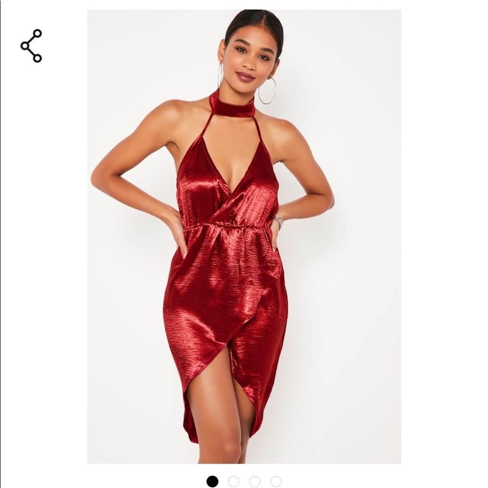 Red satin choker dress