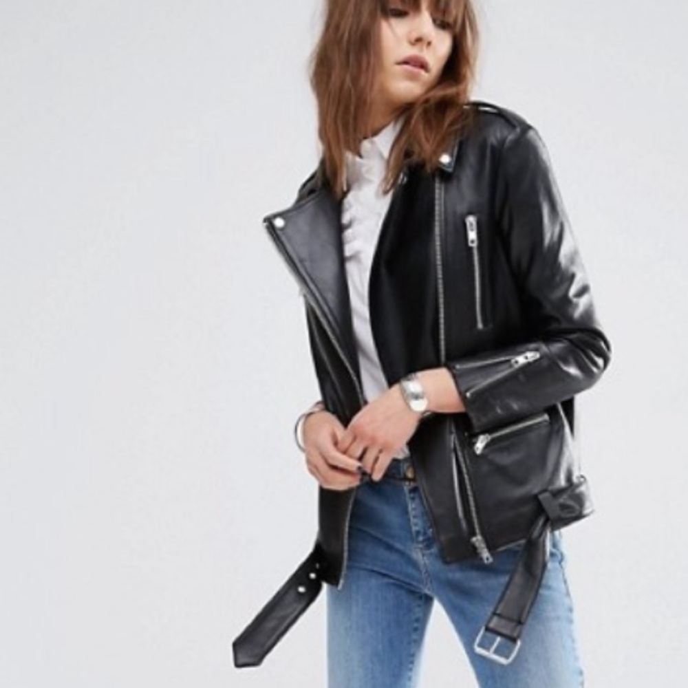 🔥Longline Biker jacket- REAL Leather, like new