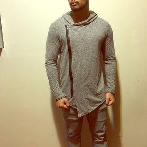 H&M Side Zip Hoodie sweater longline scallop