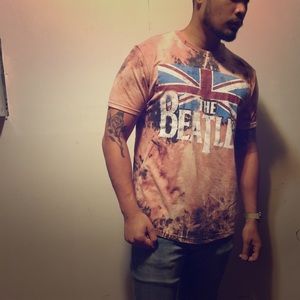 BEETLES TSHIRT TIEDYE VINTAGE LOOK rock tee tshirt