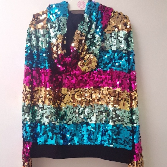 🎉SOLD🎉RARE VS PINK Sequin Fashion Show Hoodie - Picture 4 of 5