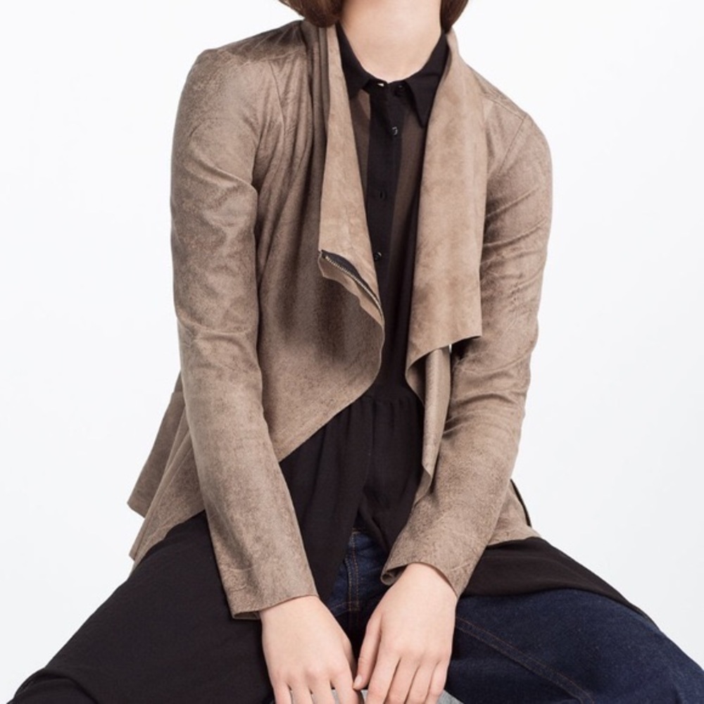 Zara Faux Suede Jacket (Color: Tan)
