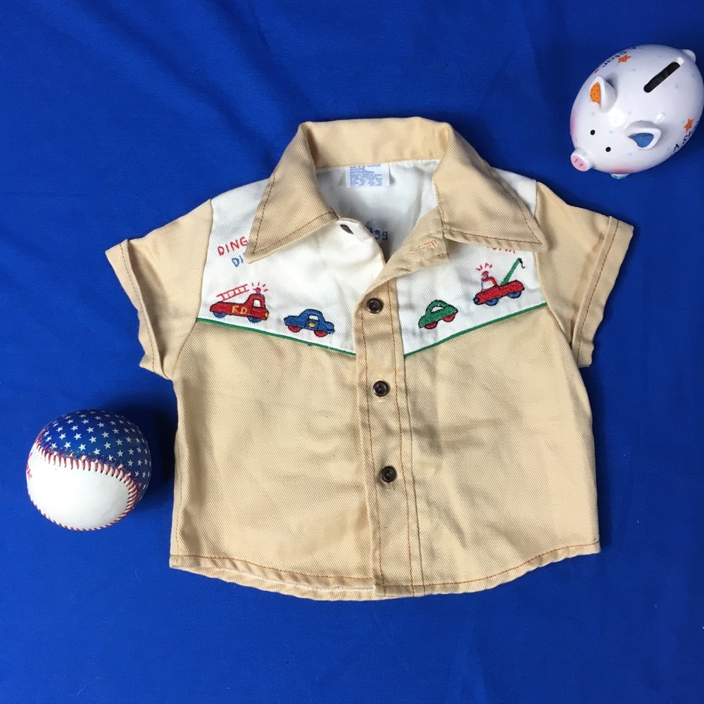 Little Big Boy Tan Denim Embroidered Shirt