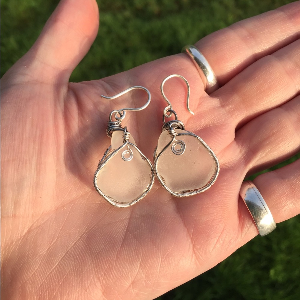 Beach glass earrings