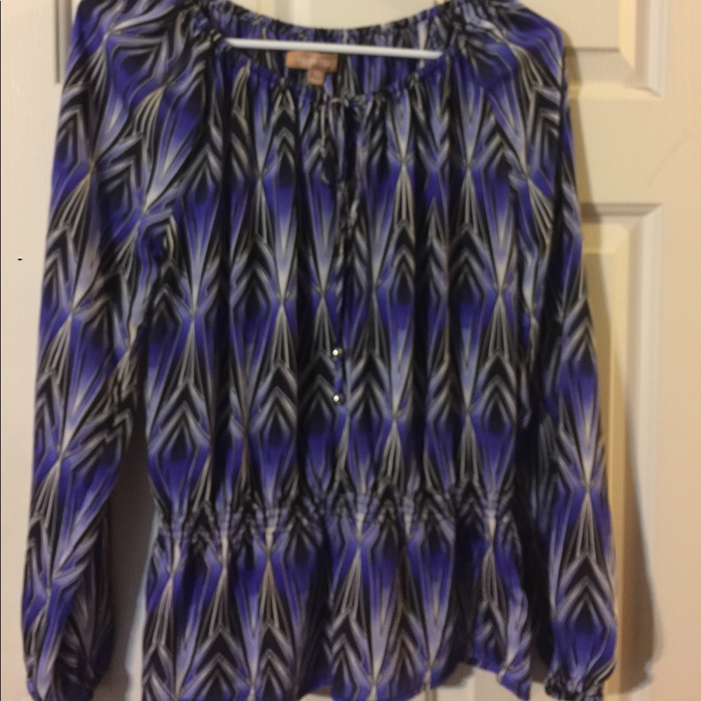 Ellen Tracy blue print blouse XS