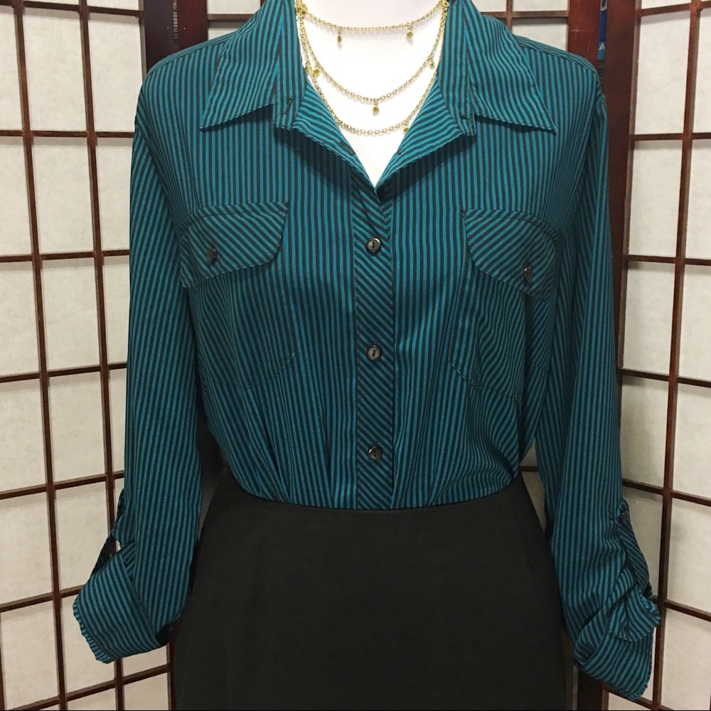 Turquoise & Black Striped