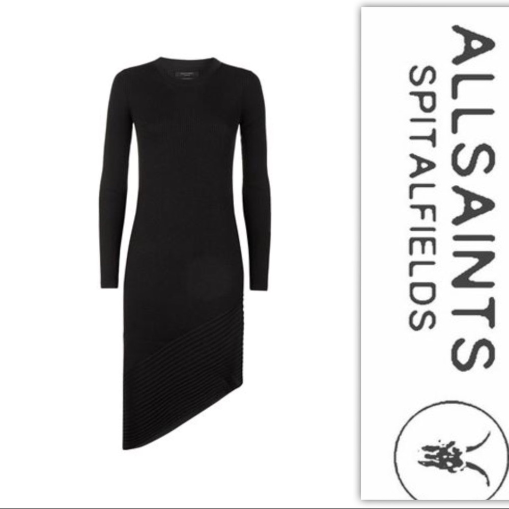 All Saints Keld Dress in Cinder Marl Black - Picture 4 of 7