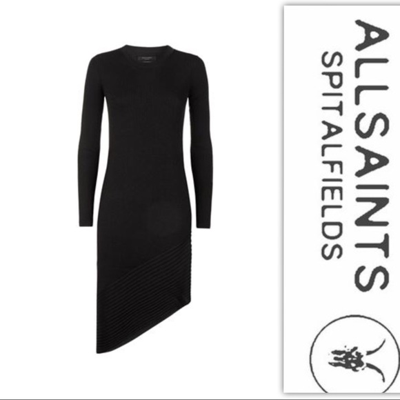 All Saints Keld Dress in Cinder Marl Black - Picture 4 of 7
