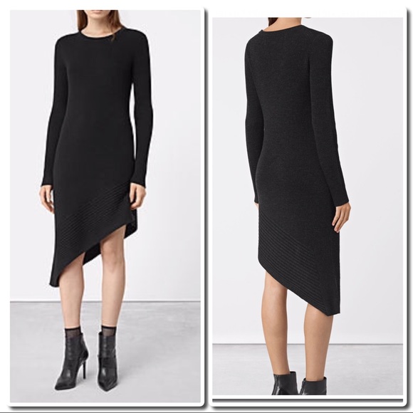 All Saints Keld Dress in Cinder Marl Black - Picture 6 of 7