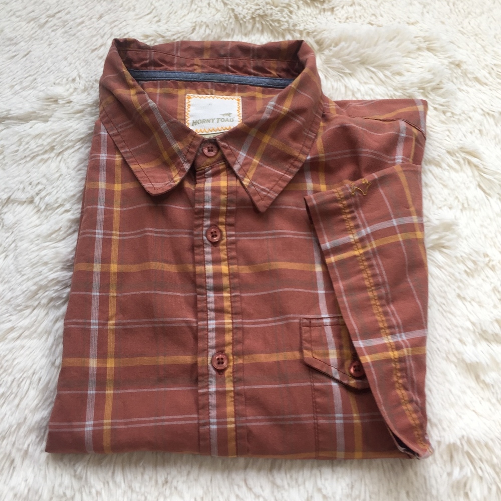 Horny Toad Men's Large Plaid Short Sleeve Top