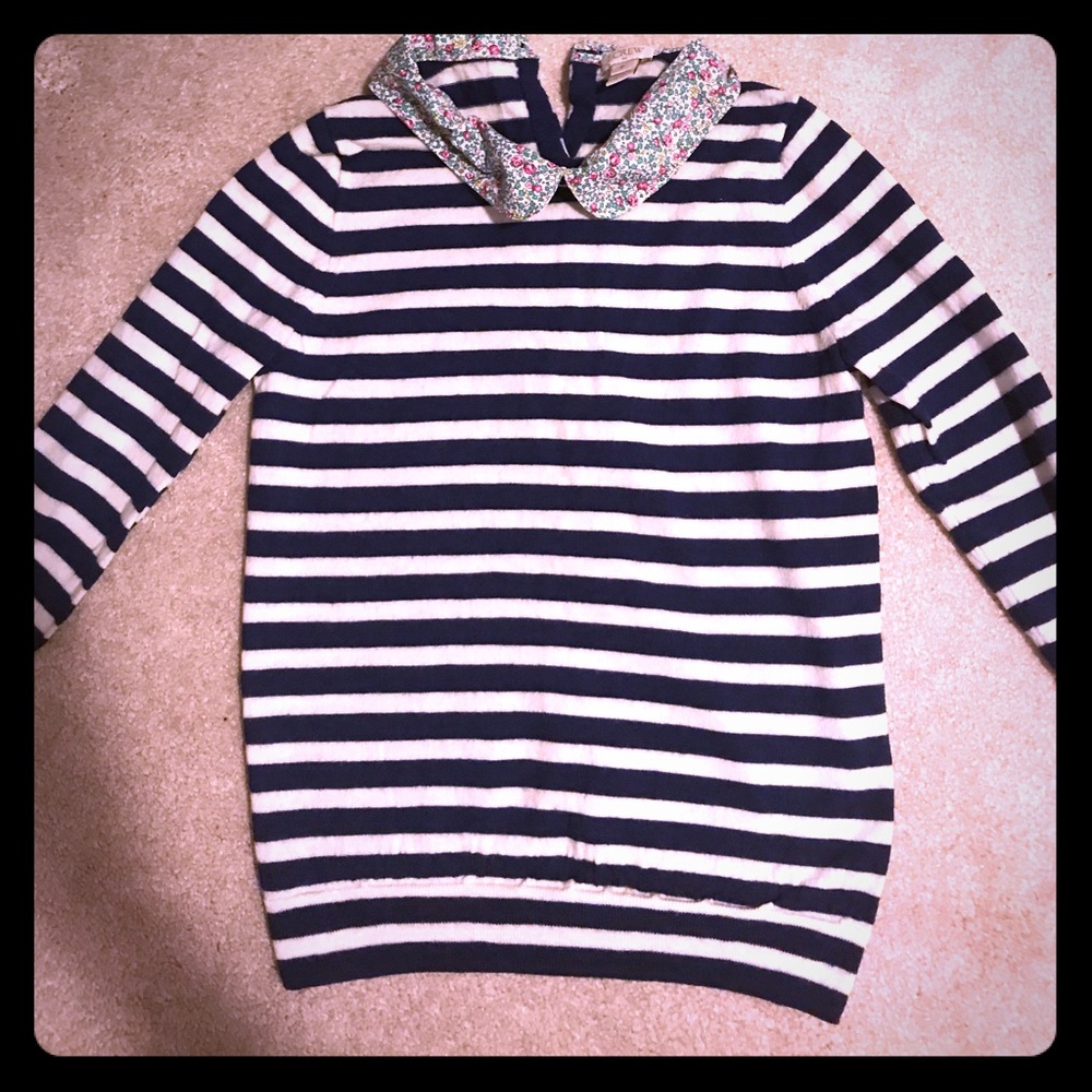 JCrew striped sweater w/ floral collar, fits small
