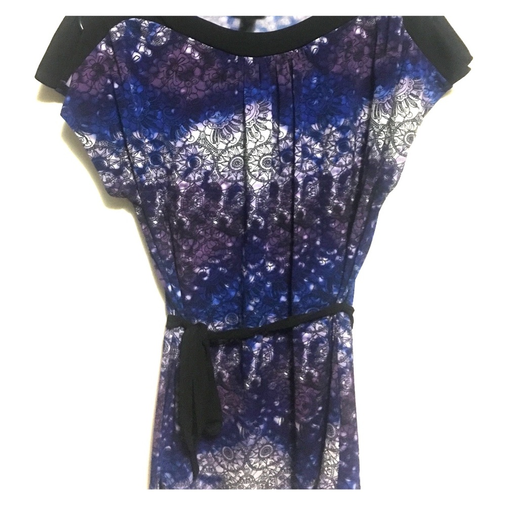 Split sleeve blouse. Blue and purple blouse. Small