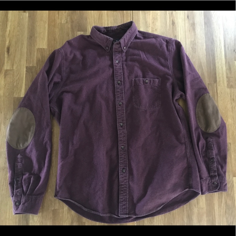J.Crew Elbow-Patch Shirt in Burgundy Sz. L