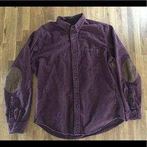 J.Crew Elbow-Patch Shirt in Burgundy Sz. L