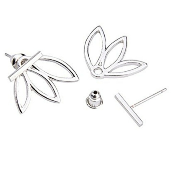 Silver Lotus Earrings - Picture 2 of 4