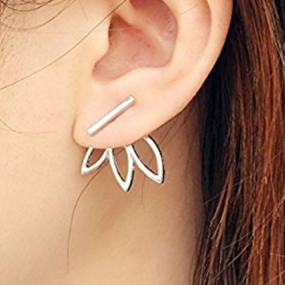 Silver Lotus Earrings - Picture 3 of 4