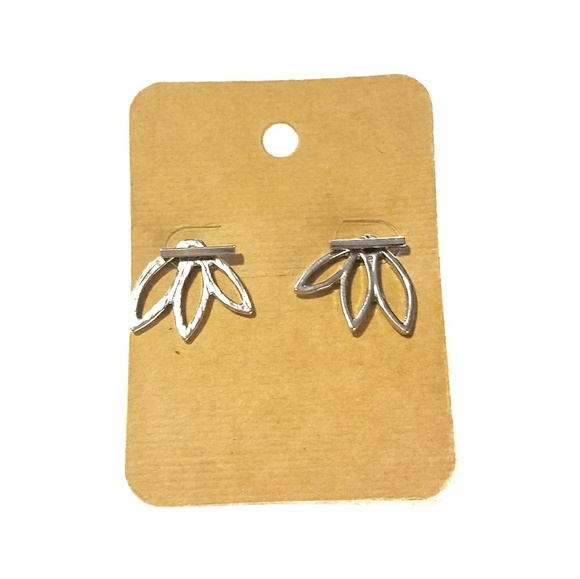 Silver Lotus Earrings - Picture 4 of 4