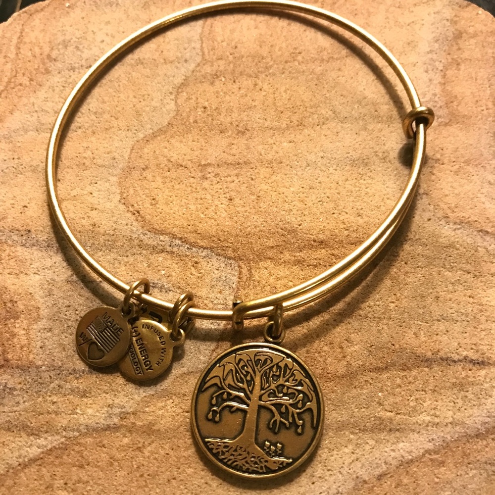 Gold Alex & Ani tree of life bracelet
