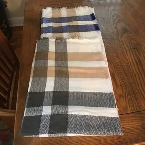 Plaid Scarf / wrap..blue/cream/tan/grey