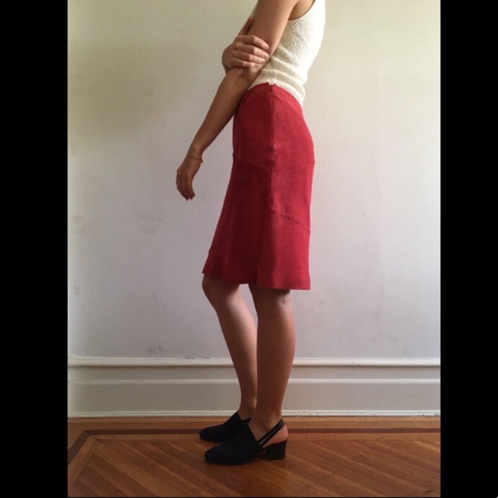 90s vintage Barami size 2 red suede skirt