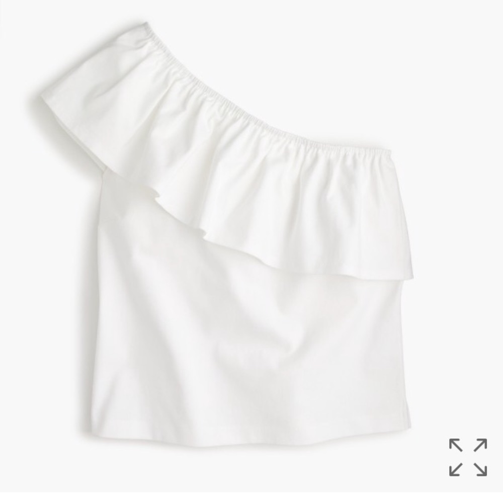 One Shoulder  White Ruffle Top