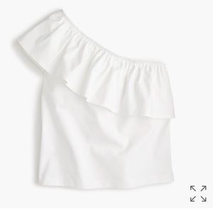 One Shoulder  White Ruffle Top