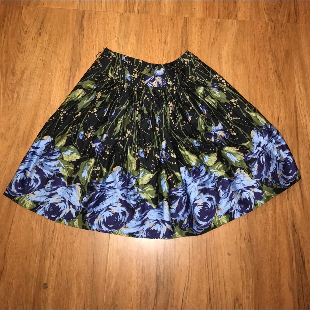 Ann Taylor Loft Blue Floral Skirt