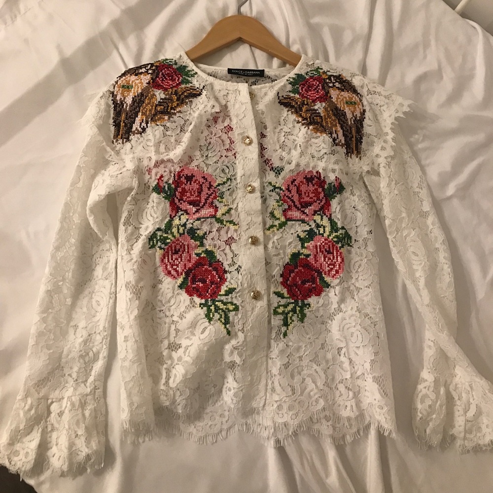 Dolce & Gabbana embroidered lace cardigan top