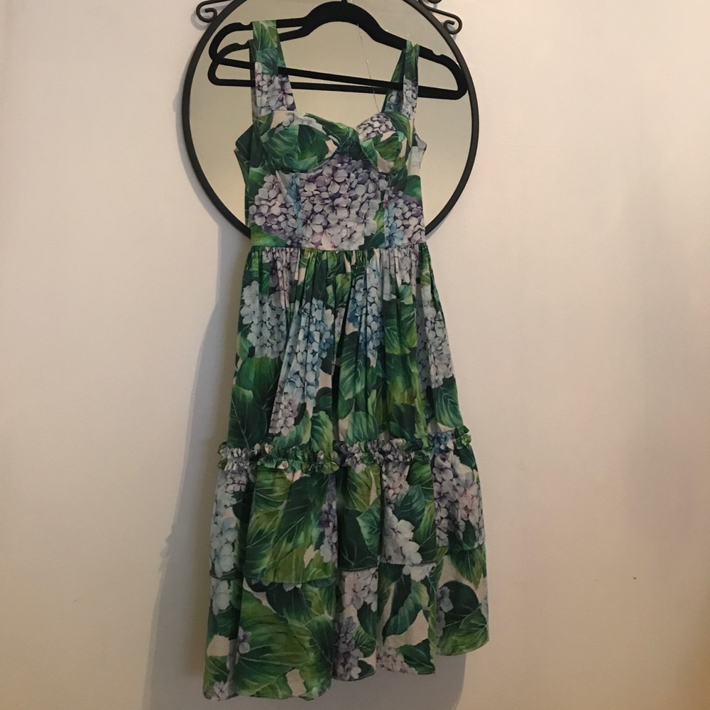 Dolce & Gabbana hydrangea bustier cotton dress 38