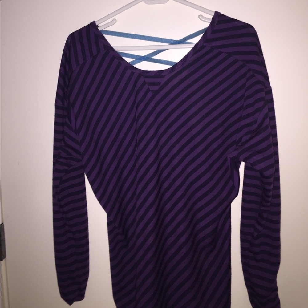WORKOUT TOP- Purple stripped long sleeve!