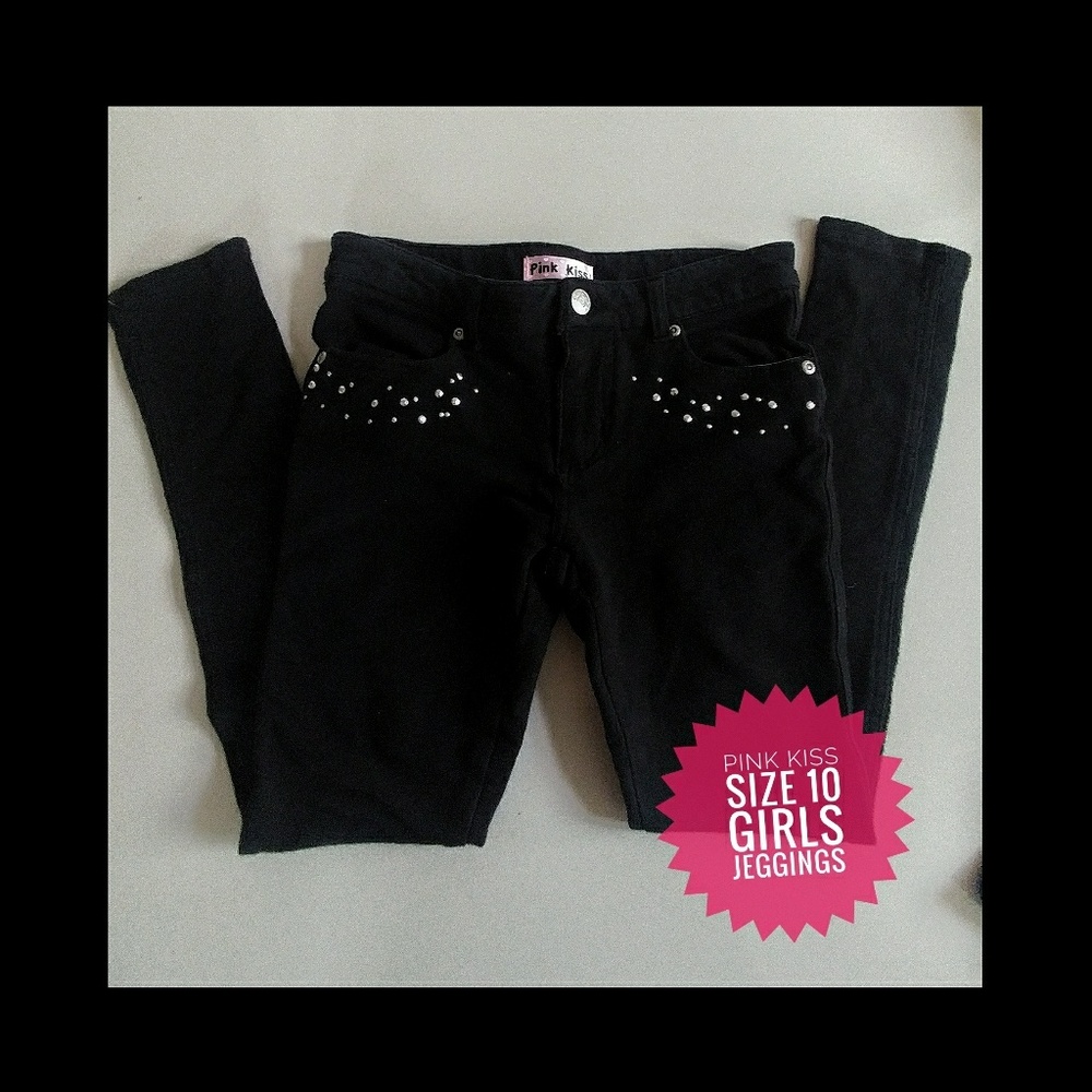Black jean jeggings size 10 girls