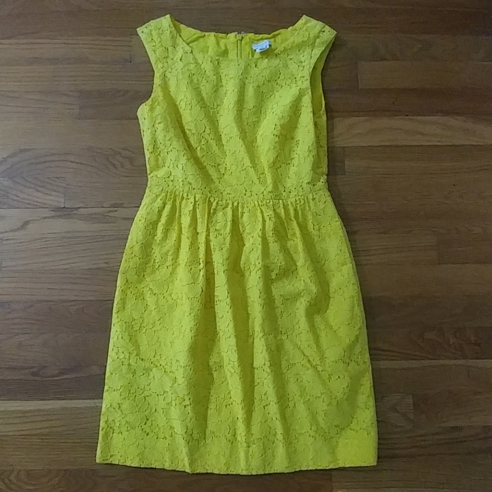 Yellow lace floral dress from J Crew