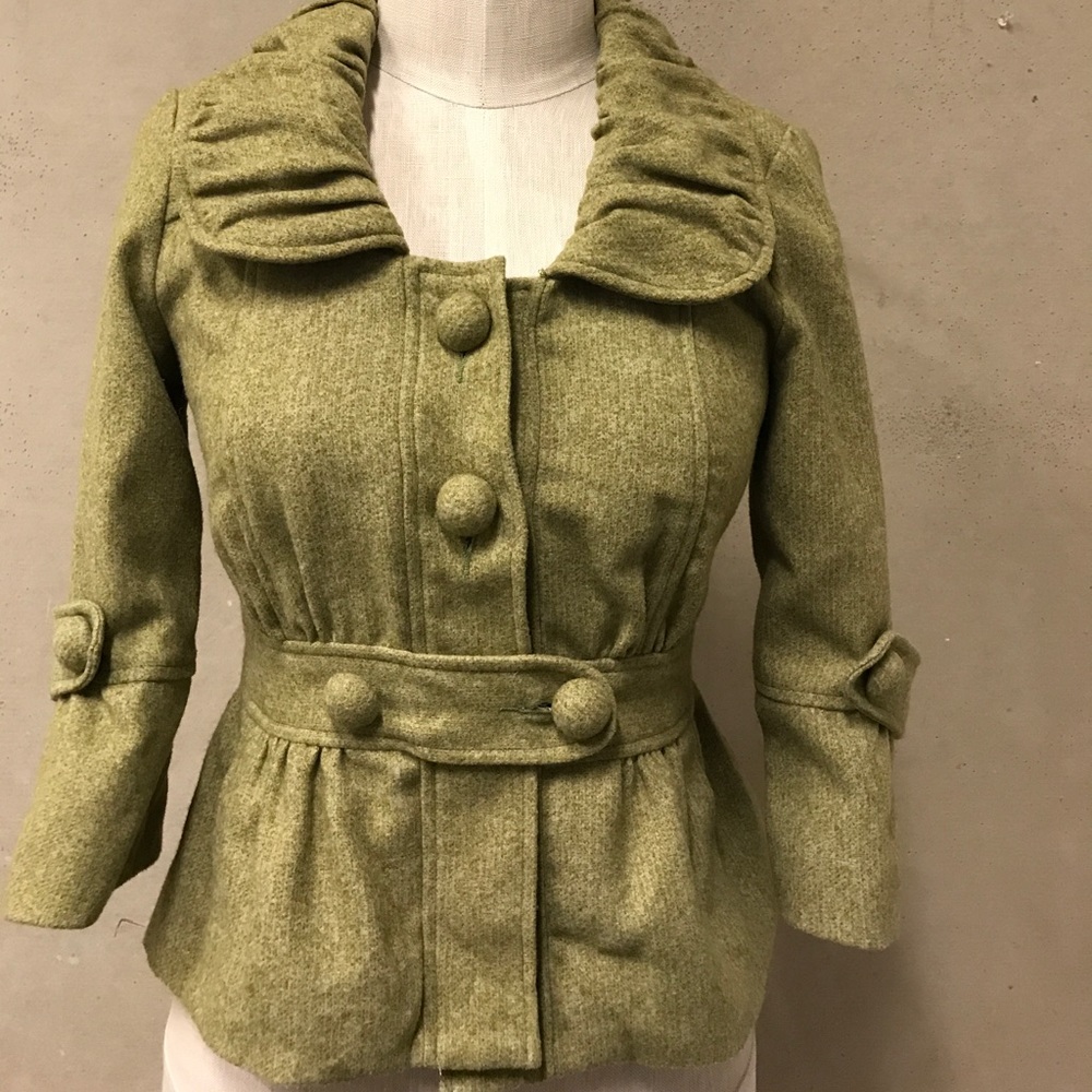 Anthropologie green crop jacket by Tabitha