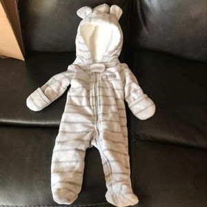 Carters Newborn Gray Striped Fleece Suit