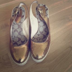 Metallic Coach Espadrille Wedges