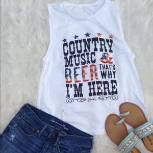 Country Music & Beer white tank top