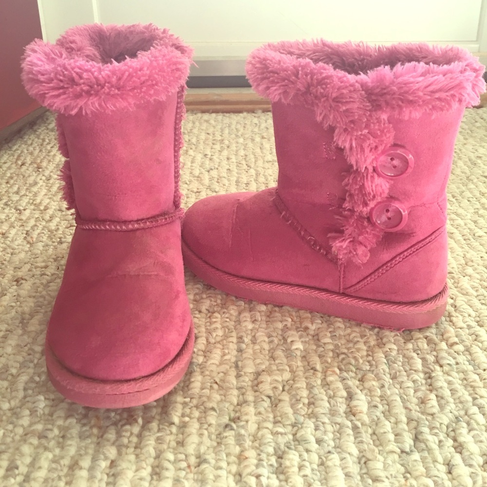 Pink fuzzy boots