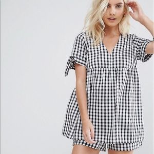 River Island Petite Gingham Babydoll Romper