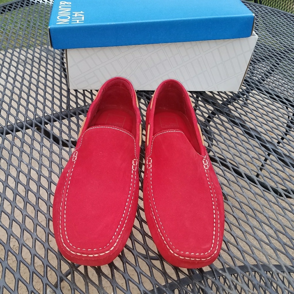 14th & Union red nubuck loafers