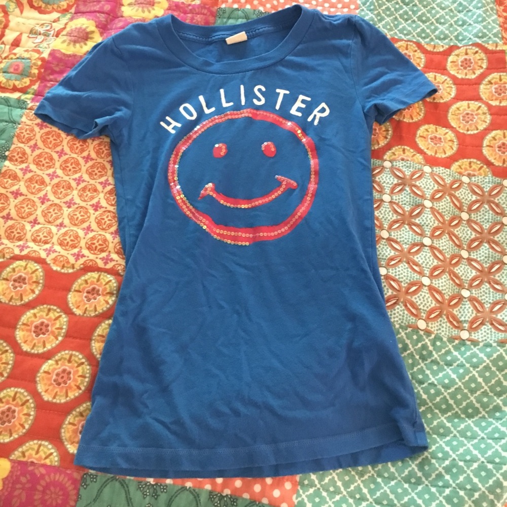 Hollister Blue smiley face shirt