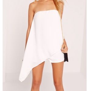 Missguided chiffon asymmetric romper white