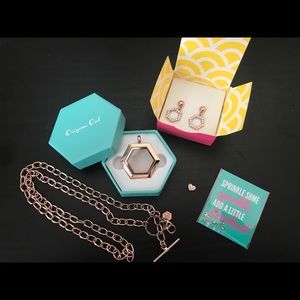 Authentic Origami Owl Hex Locket and Earring Set