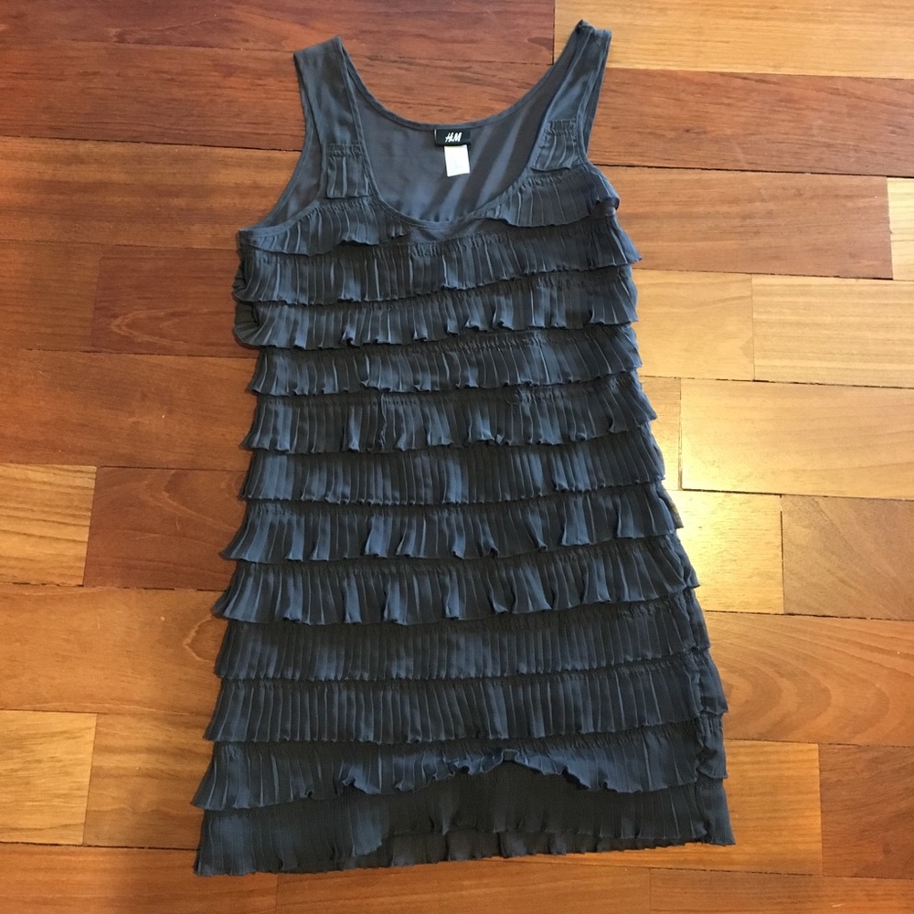 H&M grey ruffled dress