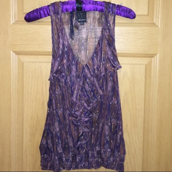 Ella Moss Tops - Ella Moss purple and gold sheer halter tank